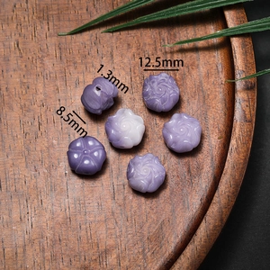 Purple Bodhi seed flower beads in lotus and rose shapes for DIY jewelry making