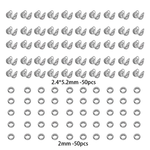 Detail of 2.4x5.2mm fold-over crimp beads and 2mm spacer beads for DIY jewelry making