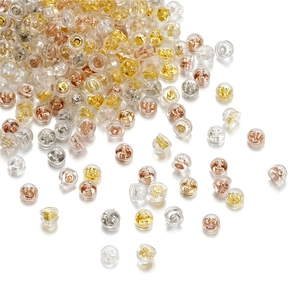 Bulk silicone earring backs with gold and silver butterfly cores for DIY jewelry making