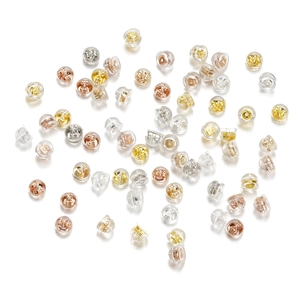 Mixed gold and silver silicone earring backs with metal butterfly clutch butterfly design