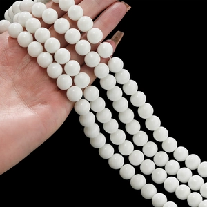 Polished 8-10mm white ceramic round beads strand for handmade DIY jewelry crafting