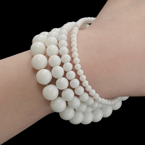 White ceramic round beads set in 4-10mm sizes for DIY jewelry making and bracelets