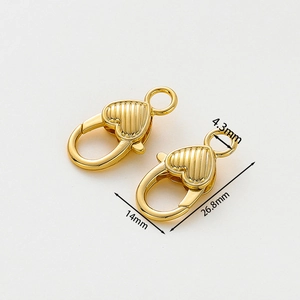 Chiusura a Moschettone a Forma di Cuore a Righe Placcata Oro Ottone Connettore per Gioielli Fai da Te Collana Bracciale