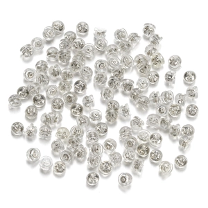 Bulk set of clear silicone earring backs with silver metal core for jewelry making