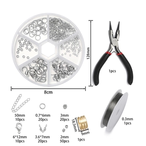 Detailed DIY jewelry making kit with round nose pliers and silver findings set
