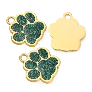 Détails des pendentifs en forme de patte de chat avec paillettes vertes et placage doré