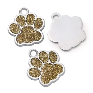 Détails de pendentifs pattes de chien à paillettes dorées pour création de bijoux DIY et artisanat
