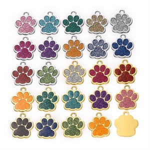 Lot de 24 pendentifs pattes colorés à paillettes en alliage d'or et d'argent pour bijoux
