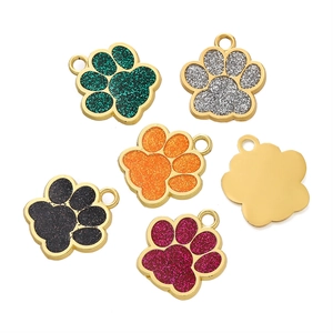 Pendentifs pattes de chien à paillettes colorées avec cadres en alliage pour bijoux DIY