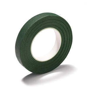 Nastro floreale verde scuro per steli di fiori fai da te con trama opaca su sfondo bianco