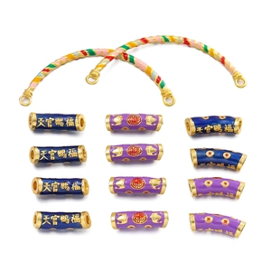 Detailed set of Cloisonne enamel beads and curved tubes for DIY jewelry making