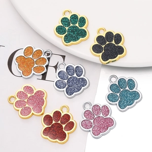 Pendentif En Alliage Coloré Émail Pailleté Empreinte De Patte Seul Sans Chaîne Pour Création Bijoux DIY Porte-Clés Étiquette Animal