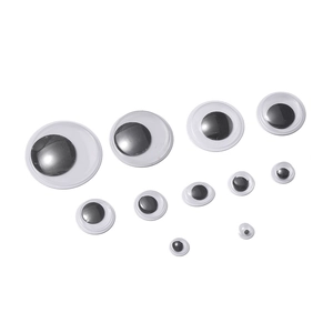 Various sizes of self-adhesive googly eyes for DIY doll crafts on white background