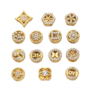 Gold-plated stainless steel spacer beads with zircon inlays for DIY jewelry making