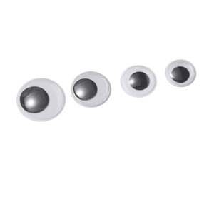 Adhesive black and white googly eyes for DIY crafts in four assorted sizes