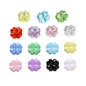 Cuentas de trébol de cuatro hojas de acrílico de colores para joyería artesanal DIY