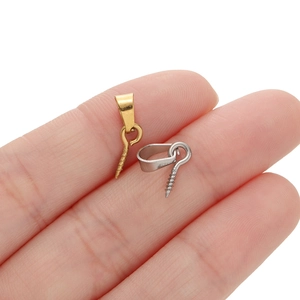Main tenant des bélières à vis en acier inoxydable or et argent pour bijoux DIY