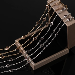 DIY Fabrication de Bijoux Chaîne en Cuivre Cœur Cristal Cloche Goutte d'Eau Zircon Chaînes à Franges pour Collier Bracelet Accessoires