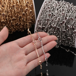 Chaîne cœur en cristal de cuivre DIY pour bijoux en finitions or et argent