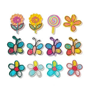 DIY acrylic charms set featuring colorful butterfly and flower pendants for crafts