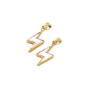 18K gold-plated lightning bolt charms with white mother of pearl inlay for DIY jewelry