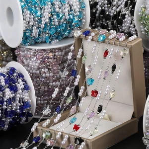 DIY Jewelry Chain With Imitation Artificial Pearl And Crystal Butterfly Beads Copper Link Chain For Bracelet Necklace Making
