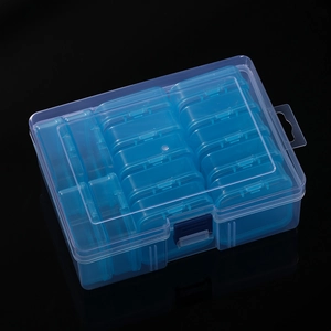 14-compartment storage box with removable blue plastic cases for jewelry and small parts