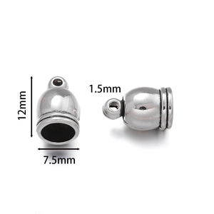 Detail of vintage zinc alloy tassel caps with dimensions 12mm height and 7.5mm diameter