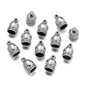 Detailed view of gunmetal zinc alloy bell end caps with loop for tassel jewelry diy