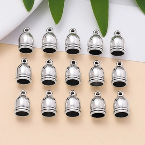 Zinc alloy bell-shaped tassel caps in bright silver finish for DIY jewelry crafts