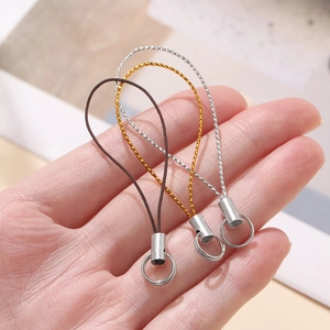 Dreifarbige Polyester-Handyschlaufen mit silbernen Metallringen und Haken