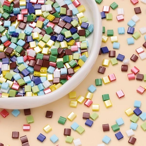 Colorful square glass seed beads with double holes for DIY jewelry making and crafts