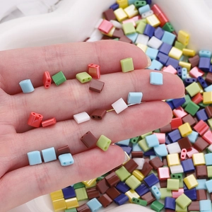 Colorful square glass seed beads with double holes for DIY jewelry making and crafts