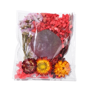 Mélange de fleurs séchées DIY avec statice rose et immortelles colorées en sachet
