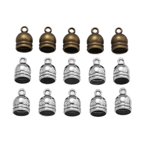 Set of 15 bell-shaped tassel caps in bronze and silver for DIY jewelry making