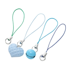Bunte Handy-Lanyards aus Polyester mit Herz-Anhänger und kleinen Metallglöckchen