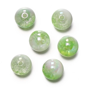 Detailed view of 16mm green gradient snowflake acrylic beads with UV coating for DIY crafts