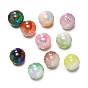 Detail of 16mm snowflake gradient acrylic beads with colorful UV plating and center hole