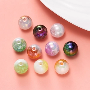 16mm acrylic snowflake gradient beads with UV coating for DIY phone chain making