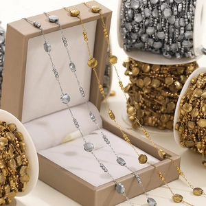 Vacuum plated stainless steel chain with beads and shell charms for DIY jewelry making