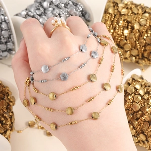 Stainless Steel DIY Shell Bead Chain For Jewelry Making Gold Silver Scallop Shell Decorative Craft Handmade Link Chain