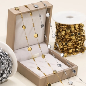 Stainless Steel DIY Chain For Jewelry Making Geometric Square Hexagon Prism Bead Chain Vacuum Plated Gold Silver Handmade Necklace Bracelet Findings
