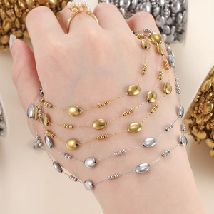 Gold and silver layered oval bead chains for handmade necklace and jewelry making