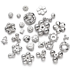 Cuentas Espaciadoras de Plástico CCB Plata Formas Irregulares Flor Corazón Estrella Para Fabricación de Joyas DIY Pulsera Collar Materiales de Artesanía