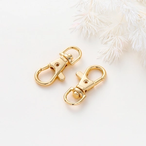 Polished 14K gold lobster clasp hooks with swivel rings for DIY jewelry and bag hardware