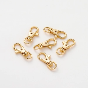 Set of 6 gold-plated lobster clasps with 360-degree swivel base for DIY keychains