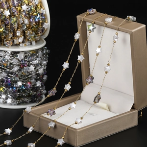 DIY Stainless Steel Star Chain With Acrylic Beads And Faux Artificial Pearl 18K Gold Plated For Handmade Jewelry Making Craft Material