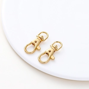 Set of 2 14k gold plated lobster clasps with swivel ring for DIY keychain and bag accessories