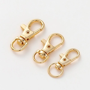Three premium 14k gold-plated lobster clasps with swivel rings for DIY bag accessories