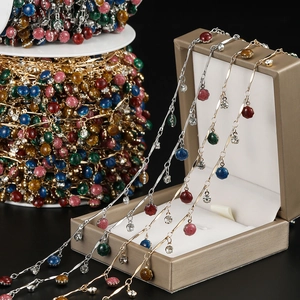 Catene di perle con gemme colorate placcate in oro e argento per accessori gioielli fai da te